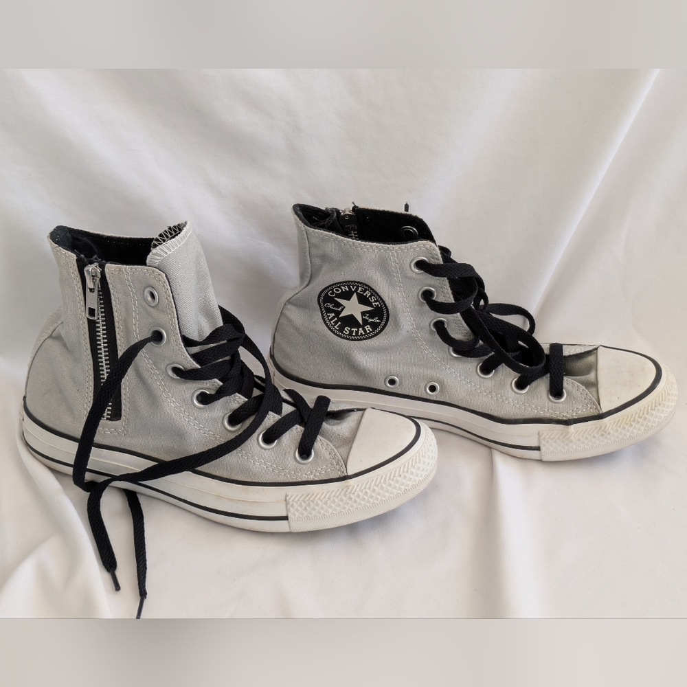 Converse AllStar Chuck Taylor Gray Unisex Side Zip Canvas High Top Sneaker M5 W7